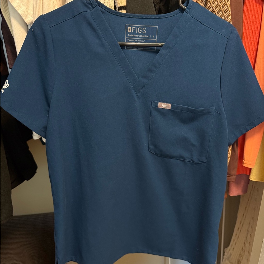 Figs Technical Collection Blue Scrub Top